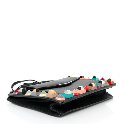 Fendi Vitello Dolce Studded Mini 2Jours Pouch Black Multicolor 3 of 10