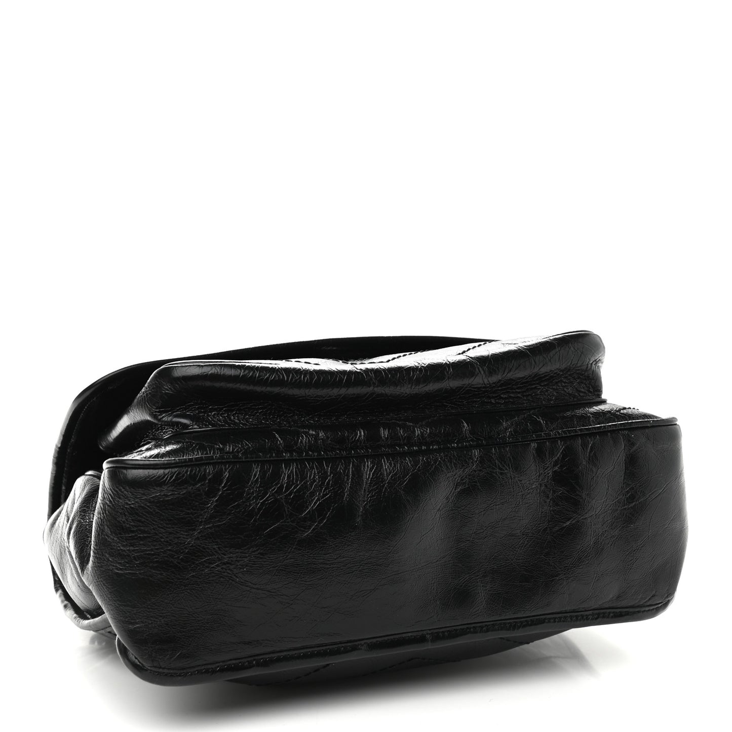 Crinkled Calfskin Matelasse Monogram Medium Niki Chain Satchel Black