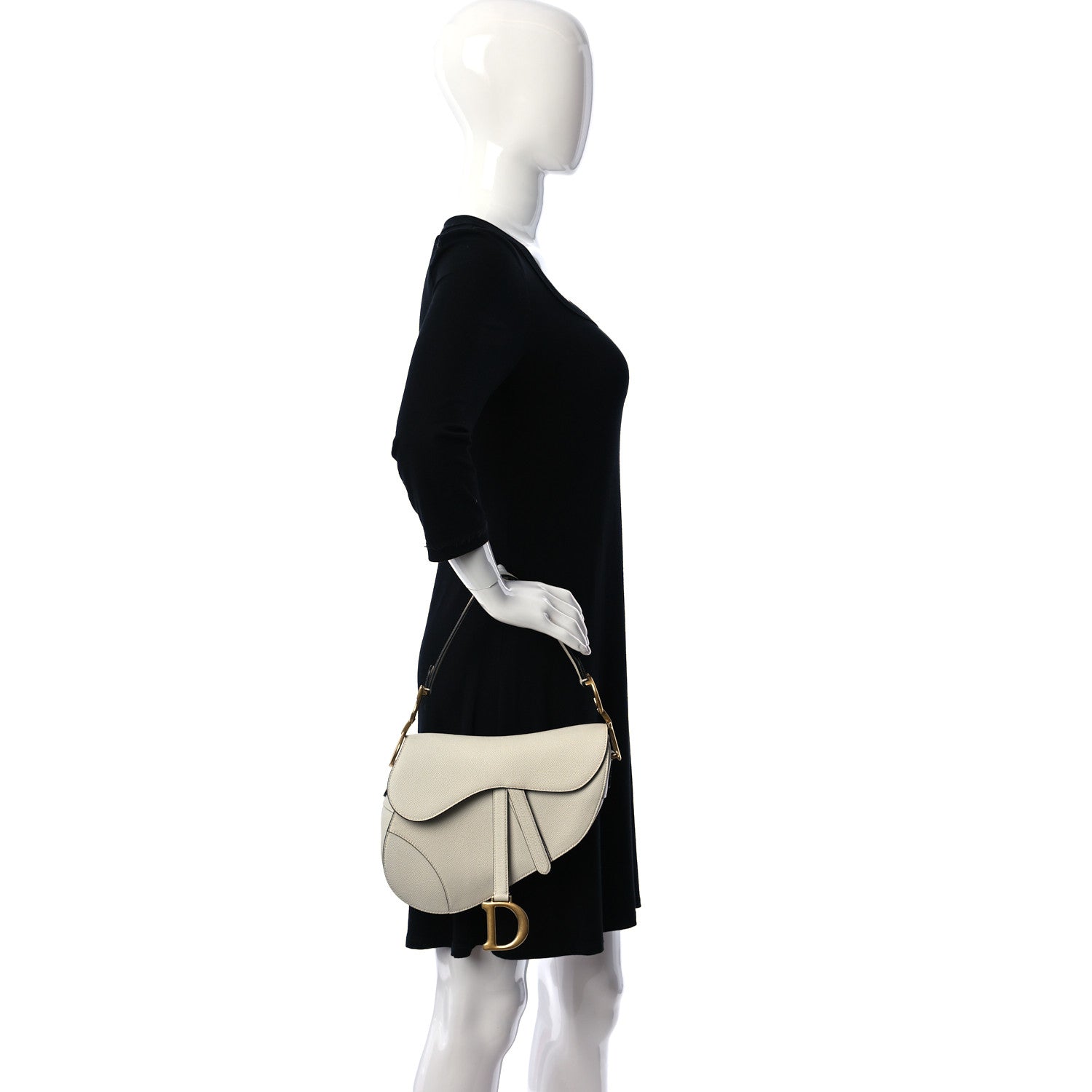 Christian Dior Grained Calfskin Saddle Bag White 2 of 12