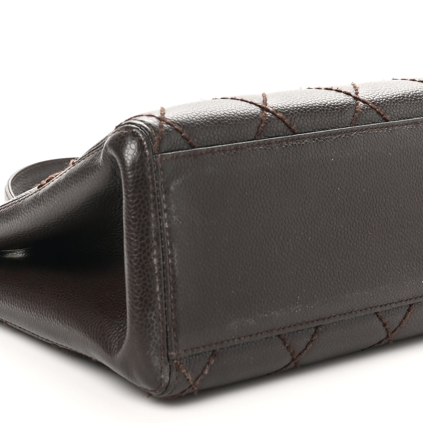 Caviar Quilted Shopping Tote  Dark Brown