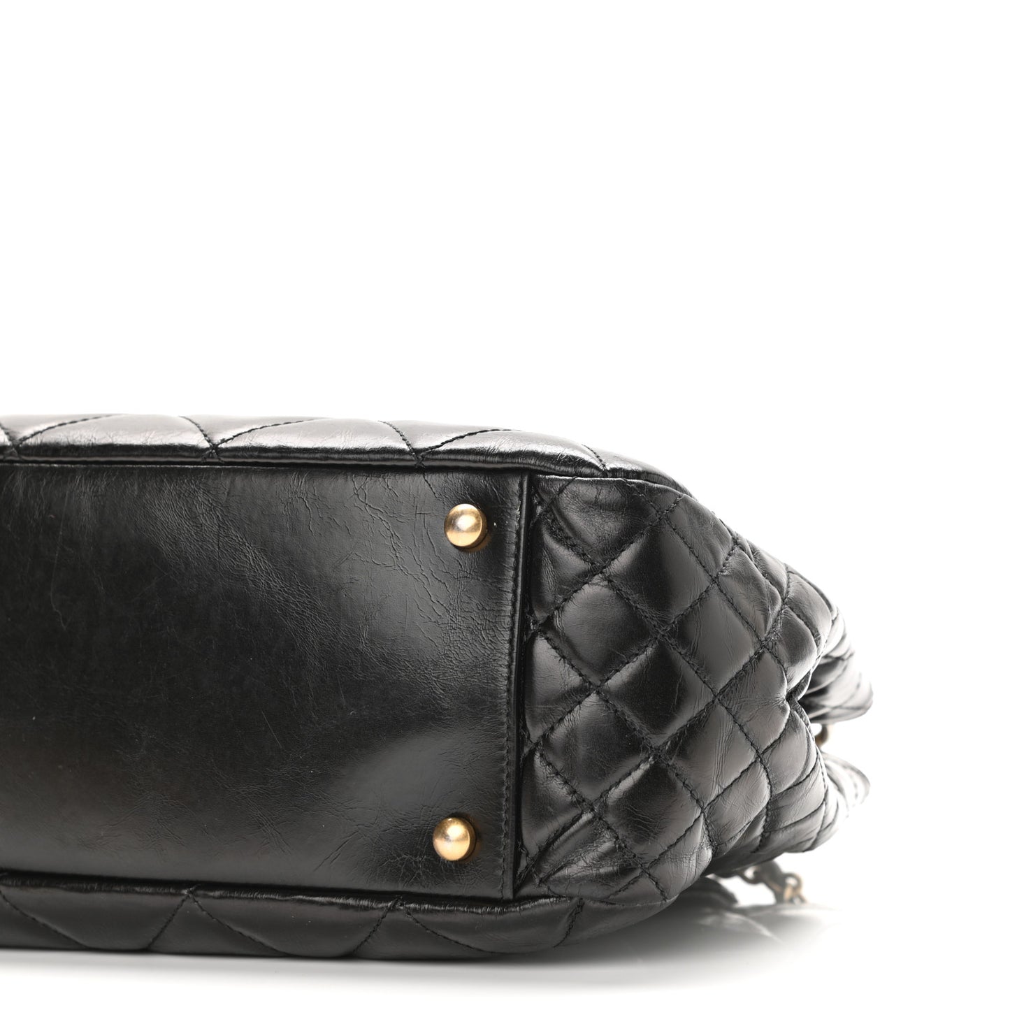 Glazed Calfskin Quilted Medium Daily Walk Flap Black