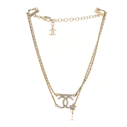 Chanel Pearl Crystal CC Star Choker Necklace Gold 3 of 6