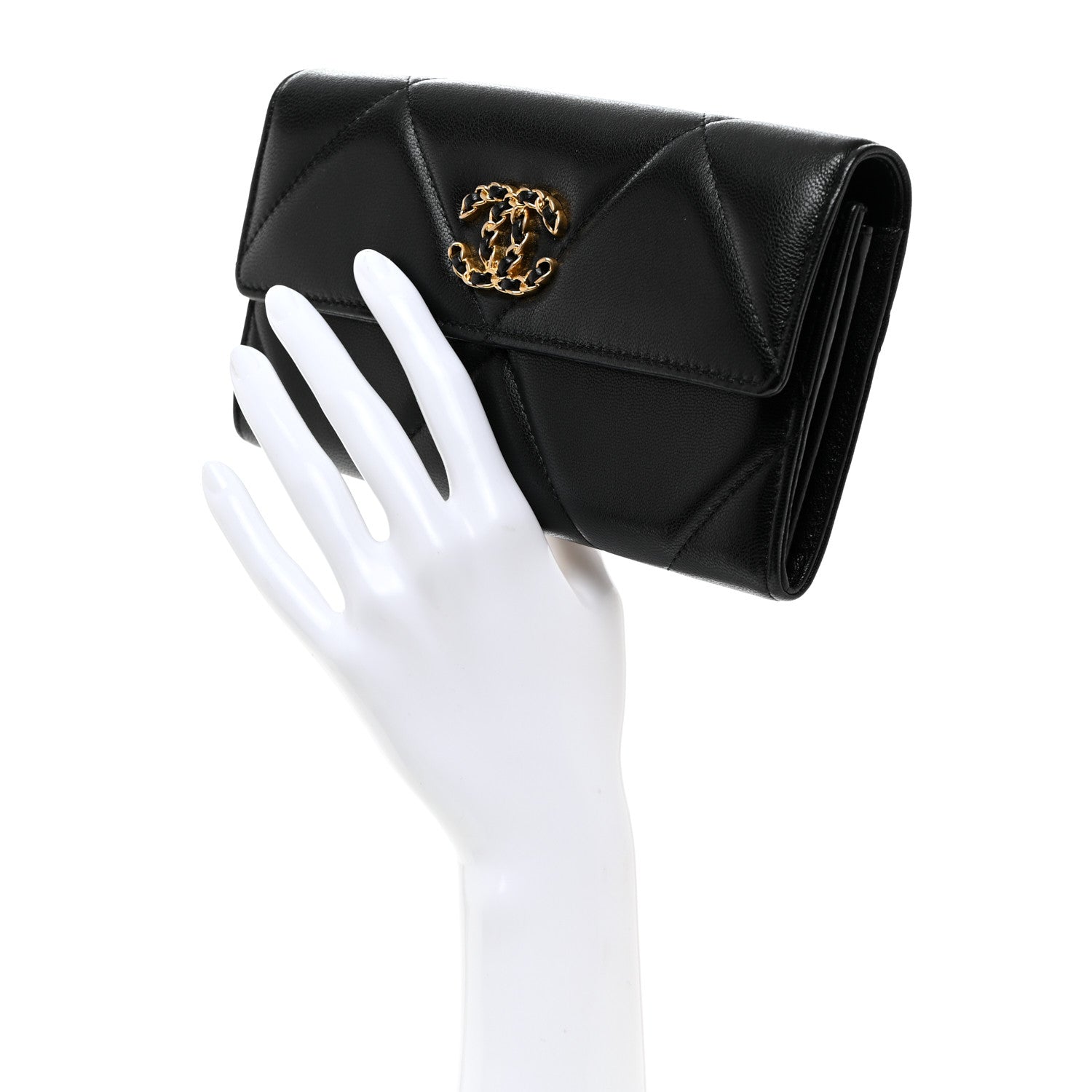 Chanel Lambskin Quilted Chanel 19 Flap Wallet Black 2 of 9