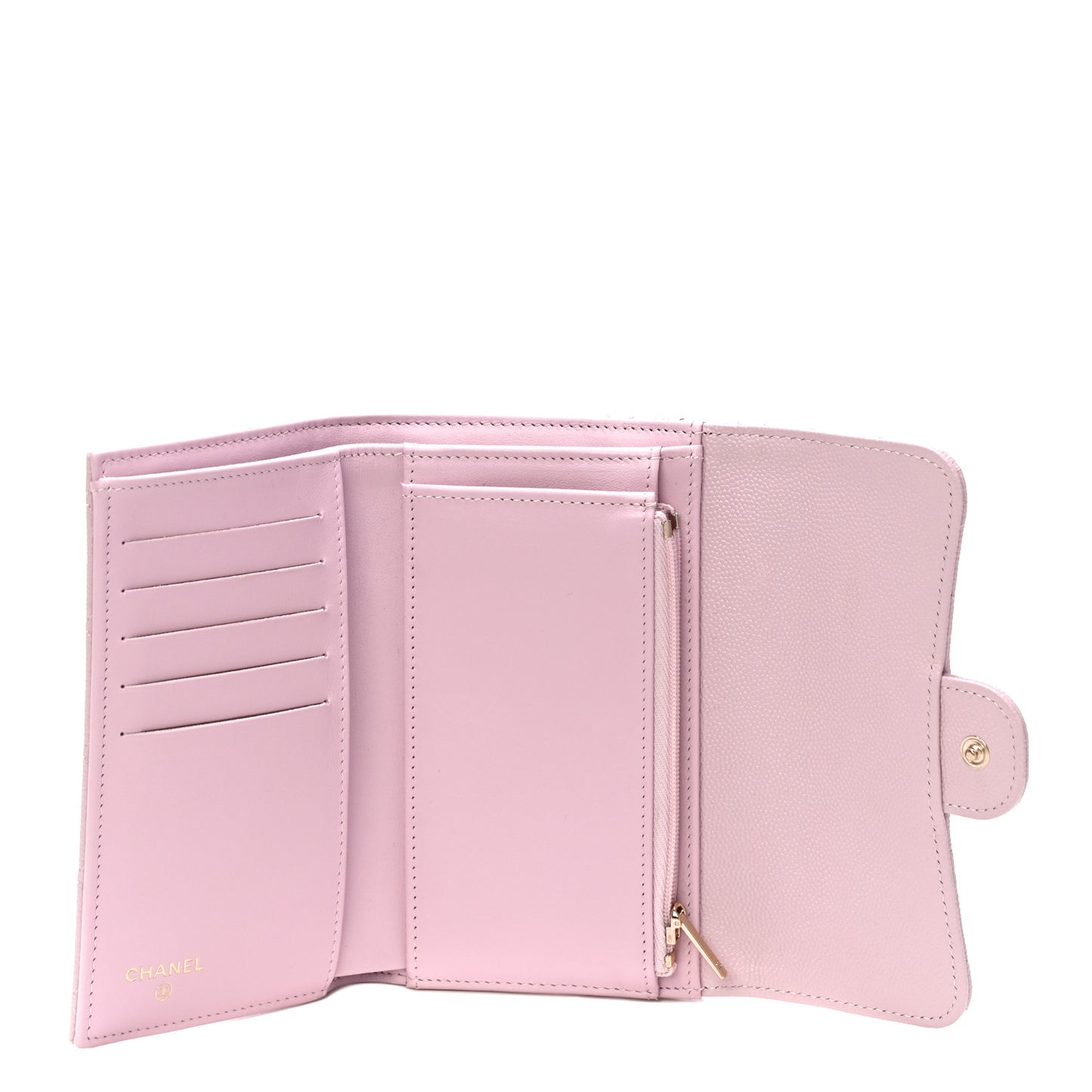 Caviar Quilted Medium Flap Wallet Light Pink