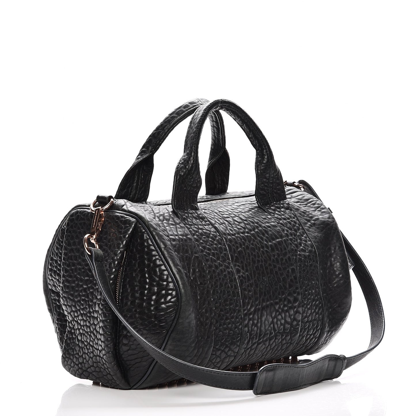 Pebbled Lambskin Rocco Black Rose Gold Hardware