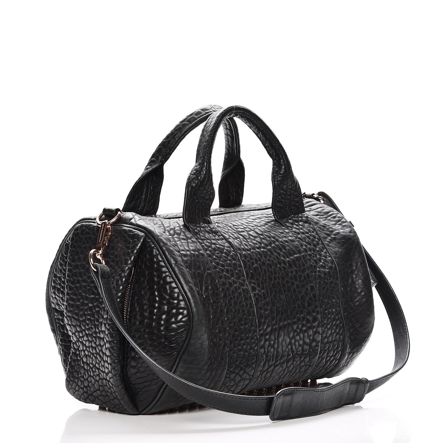 Alexander Wang Pebbled Lambskin Rocco Black Rose Gold Hardware 4 of 11