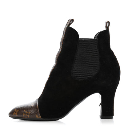 Louis Vuitton Monogram Suede Revival Ankle Boots 39 Black 1 of 4