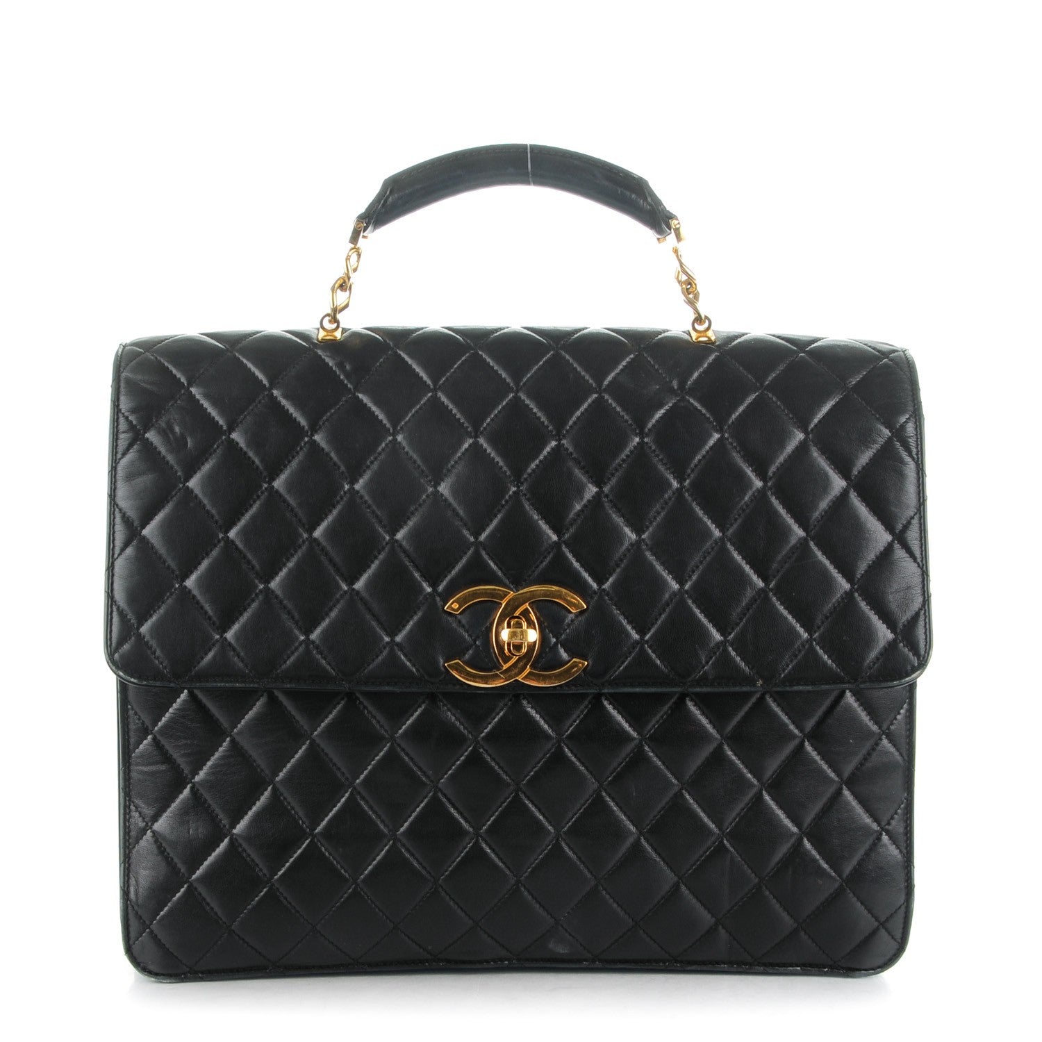 Chanel Lambskin Quilted Briefcase Laptop Bag Black 1 of 12
