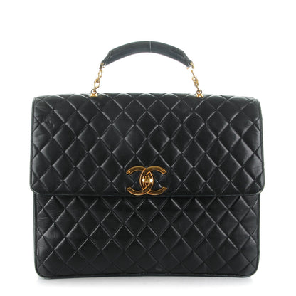 Chanel Lambskin Quilted Briefcase Laptop Bag Black 1 of 12