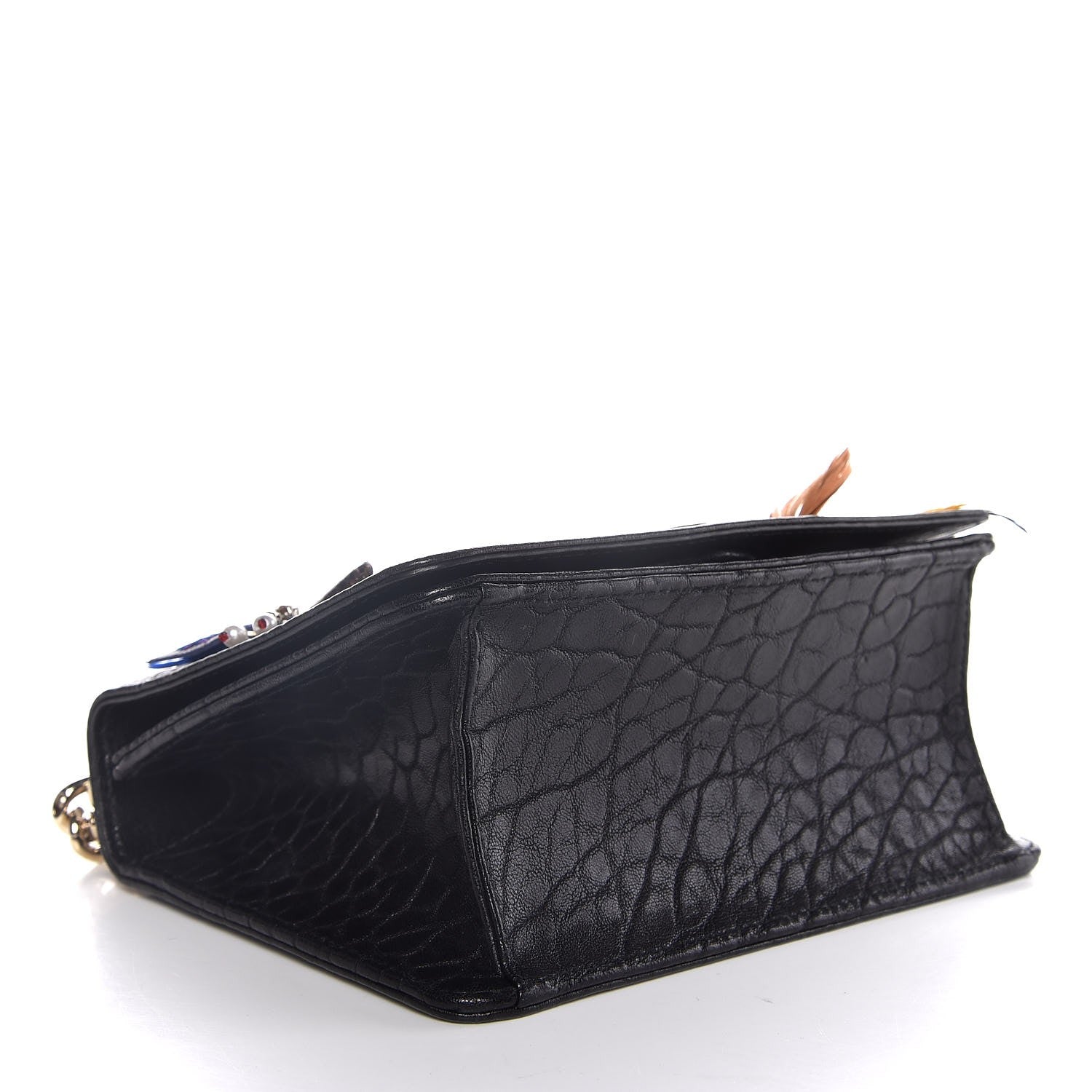 Christian Dior Crinkled Lambskin Embellished Diorama Club Bag Black 5 of 11