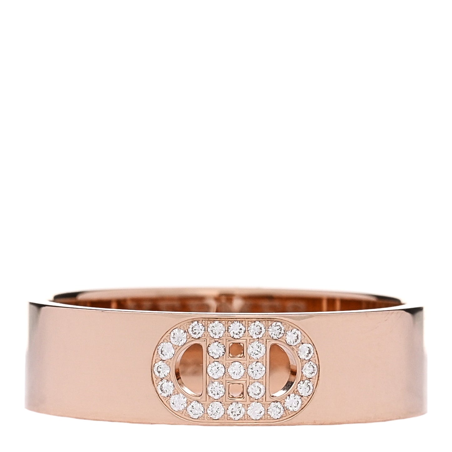 18K Rose Gold Diamond PM H D'Ancre Ring 56 7.75