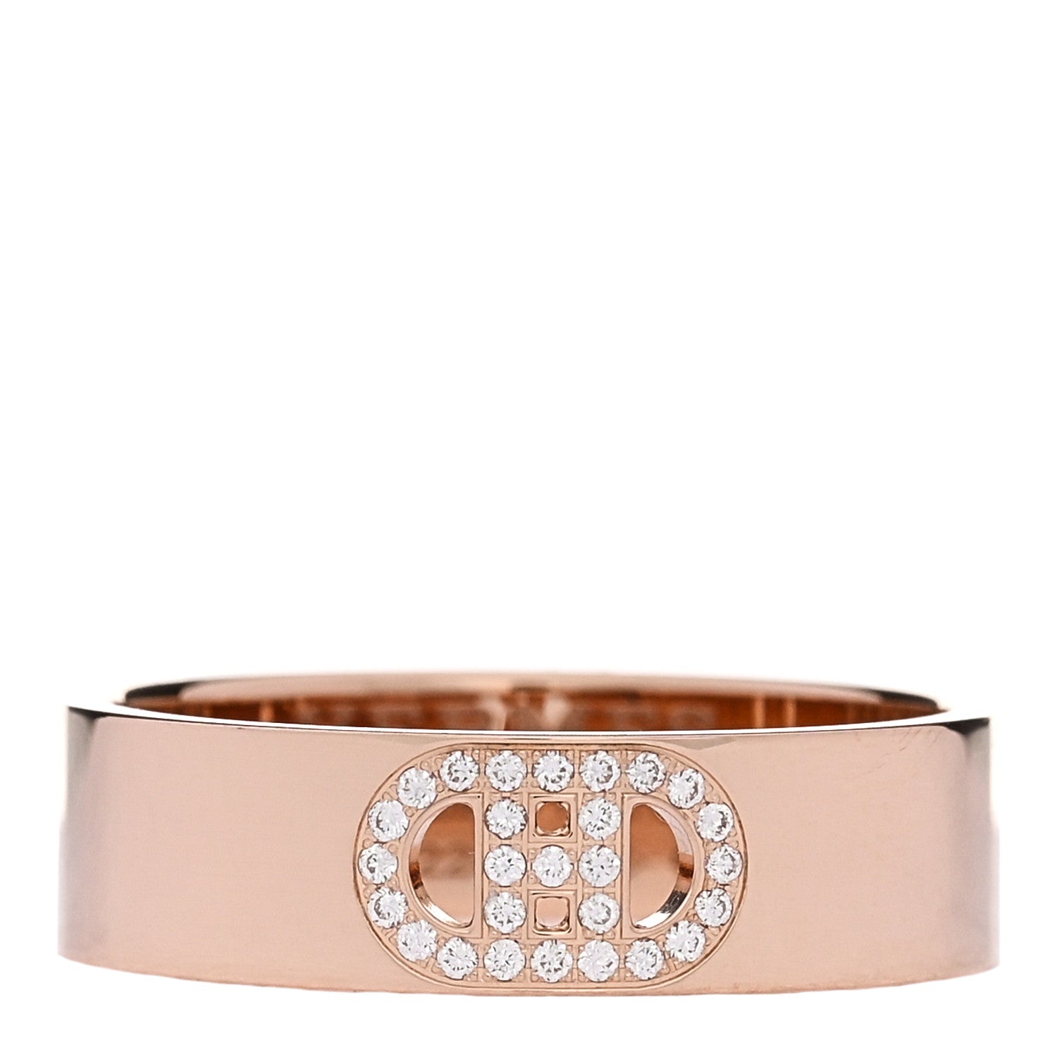 Hermes 18K Rose Gold Diamond PM H D'Ancre Ring 56 7.75 1 of 5