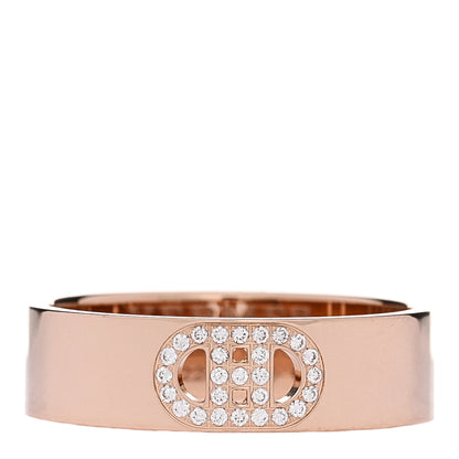 Hermes 18K Rose Gold Diamond PM H D'Ancre Ring 56 7.75 1 of 5