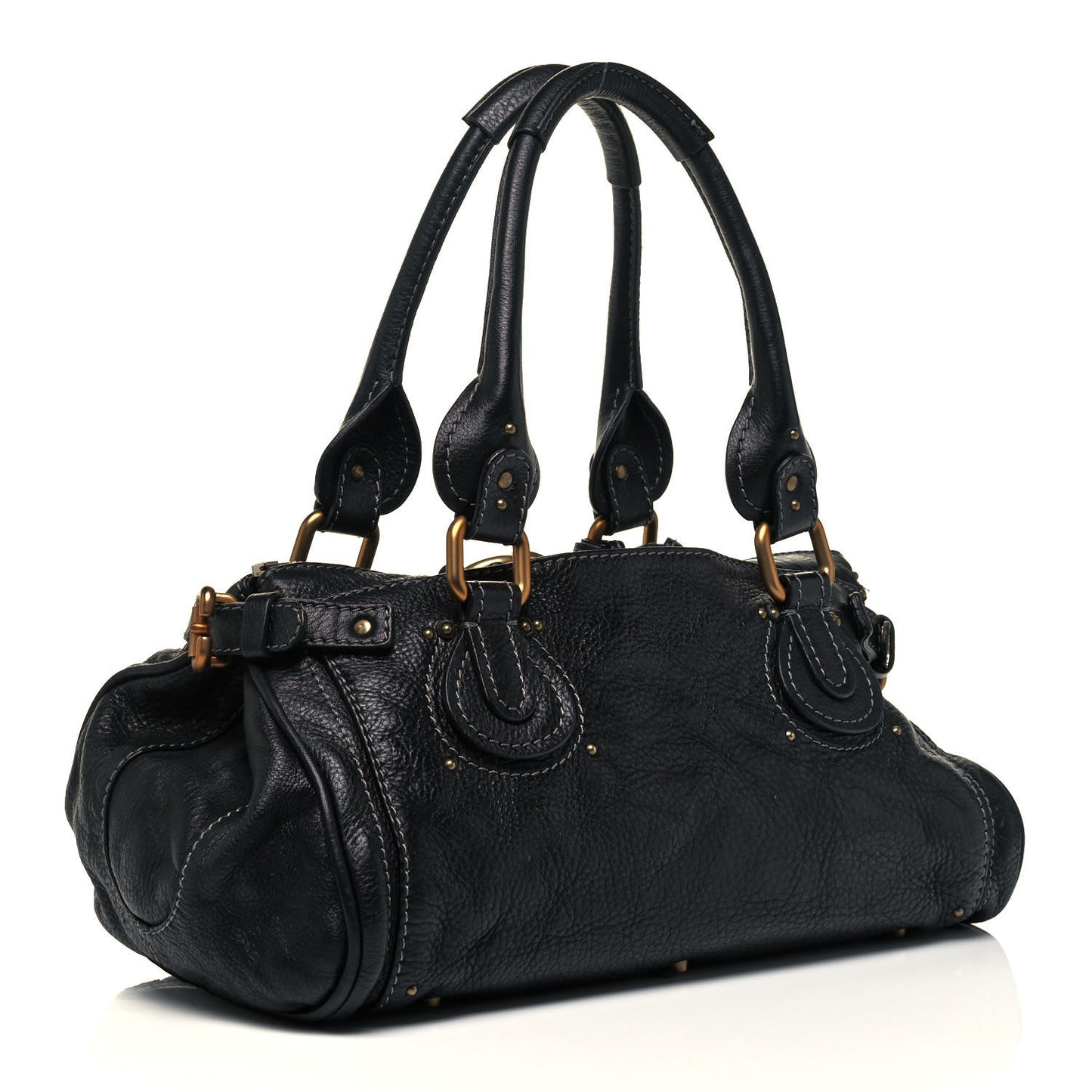 Calfskin Medium Paddington Satchel Black
