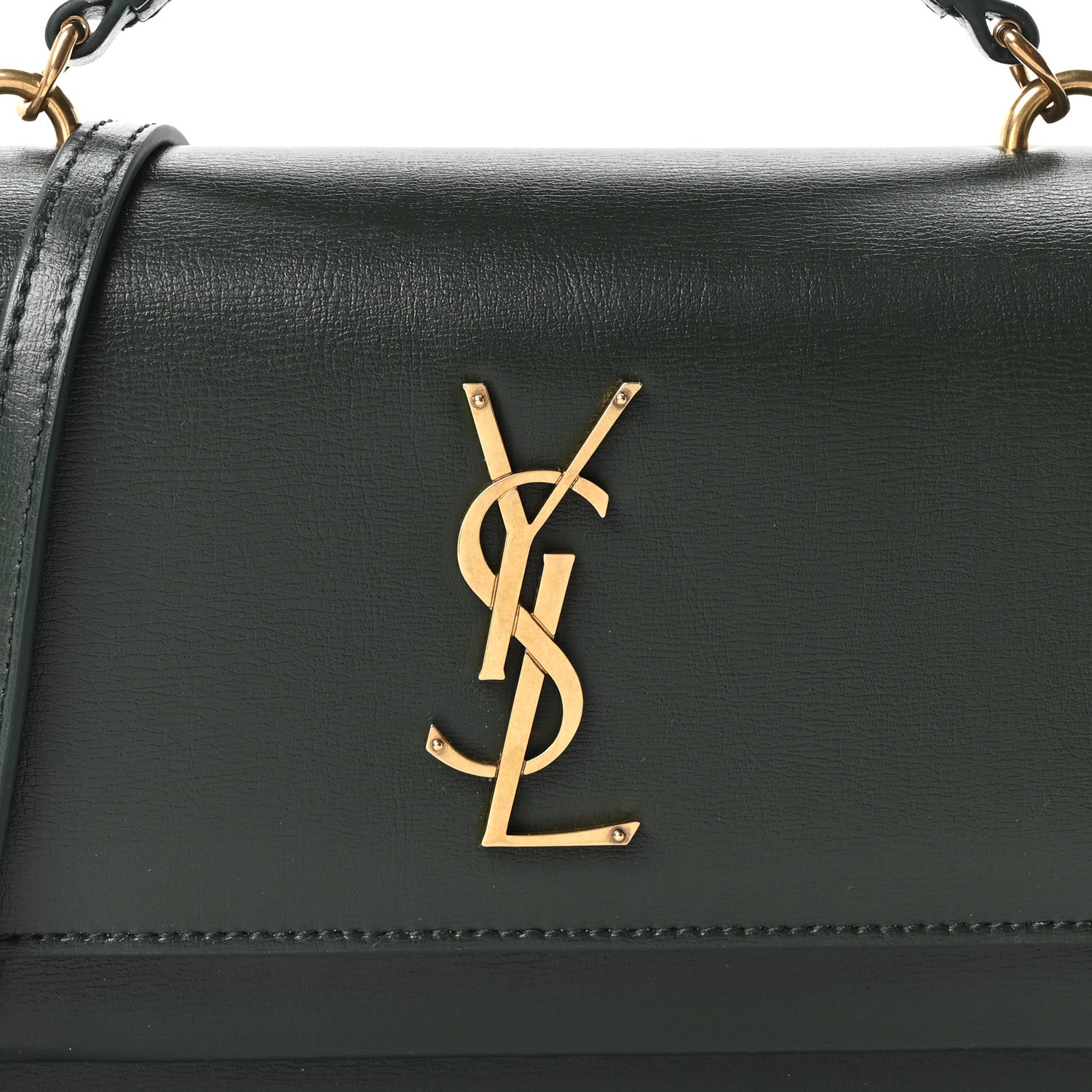 Saint Laurent Calfskin Monogram Sunset Chain Wallet New Vert Fonce 7 of 10
