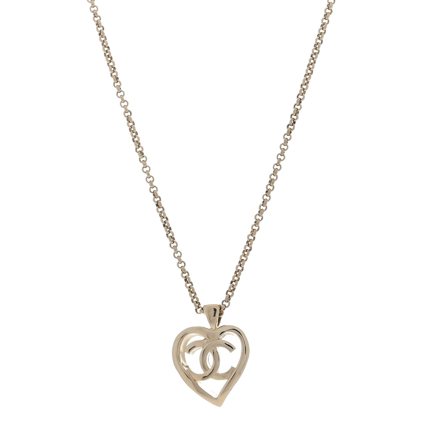 Chanel Metal CC Heart Coco Pendant Necklace Gold 1 of 3