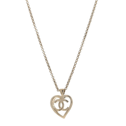 Chanel Metal CC Heart Coco Pendant Necklace Gold 1 of 3