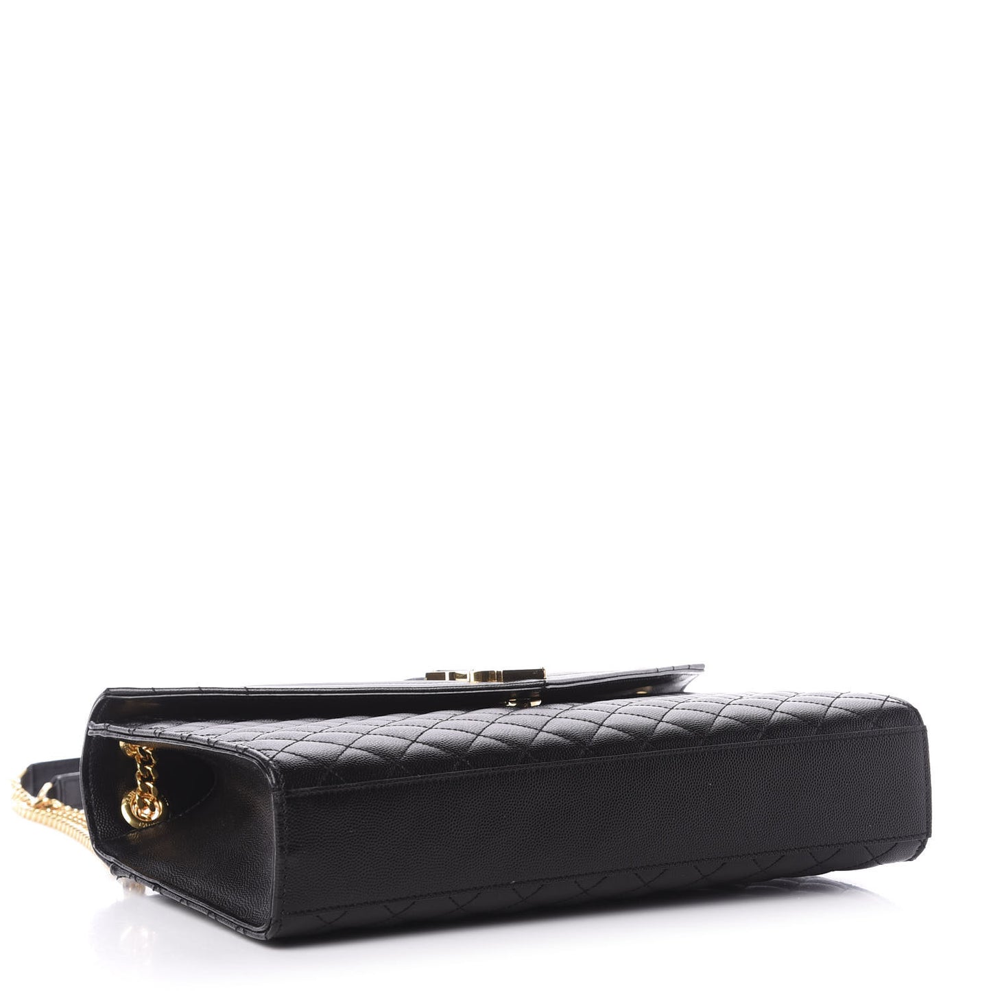 Grain De Poudre Textured Mixed Matelasse Large Triquilt Monogram Satchel Black