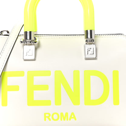 Fendi Vitello King Plexiglass Logo Embossed Mini By The Way Top Handle Boston Bag White Yellow 8 of 10