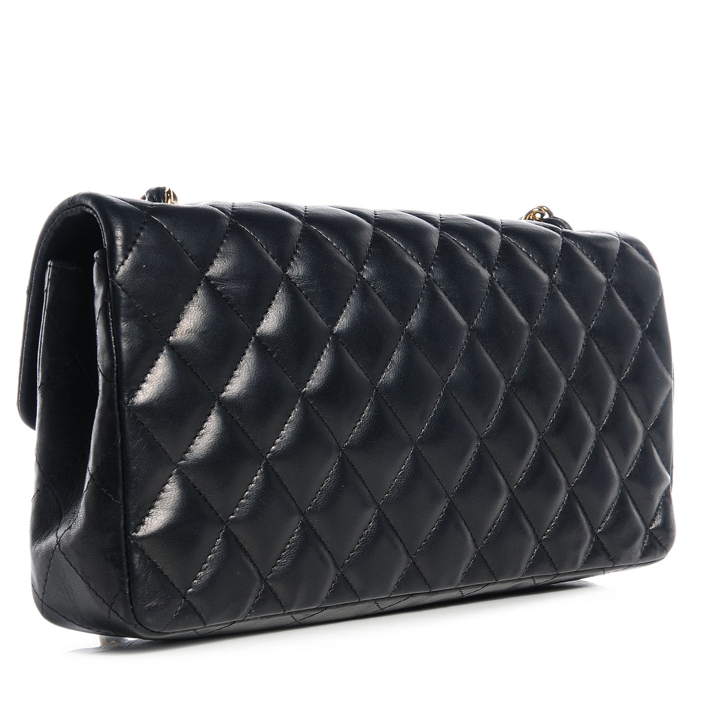 Lambskin Quilted East West Flap Black