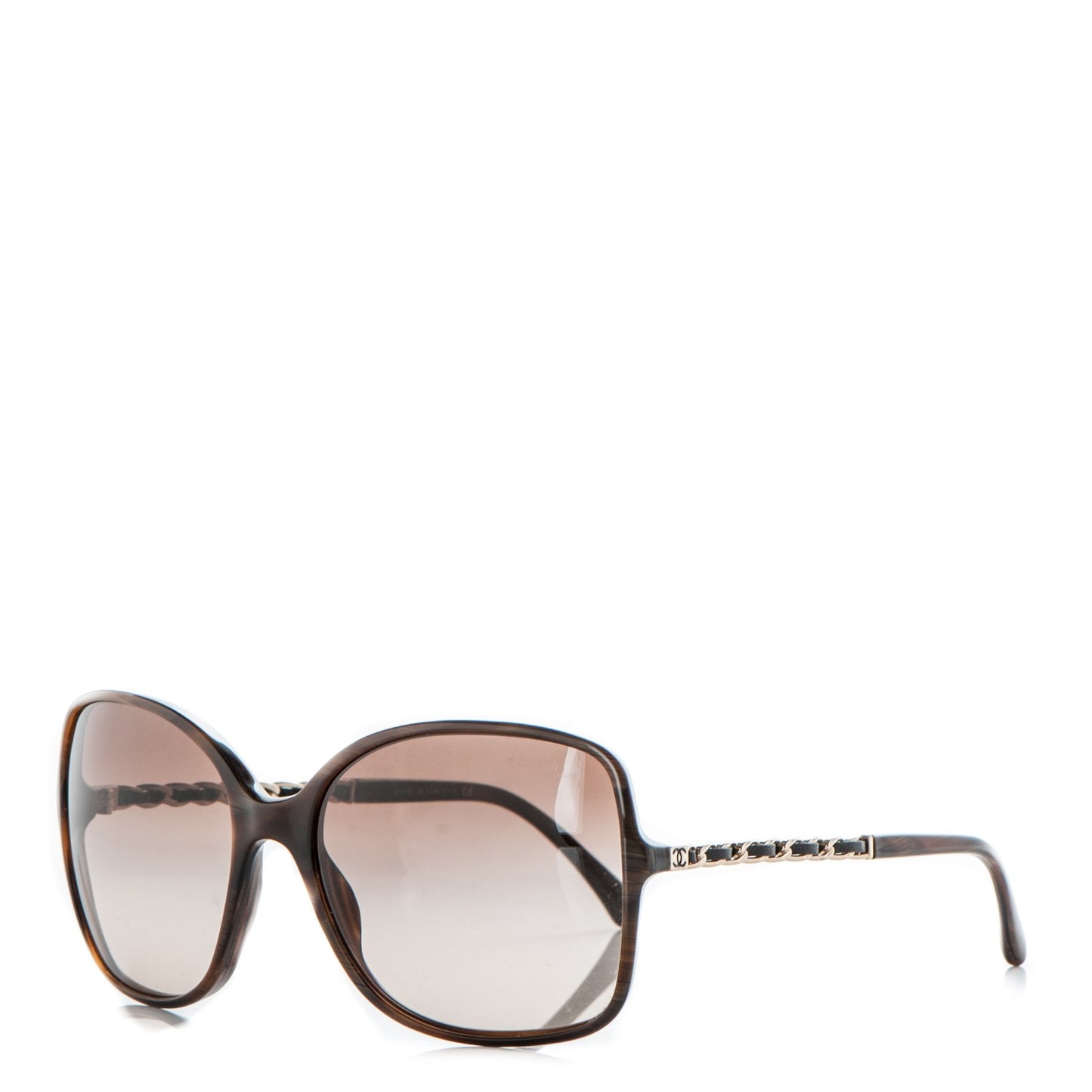 Acetate Metal Lambskin Chain Square Sunglasses 5210-Q Brown