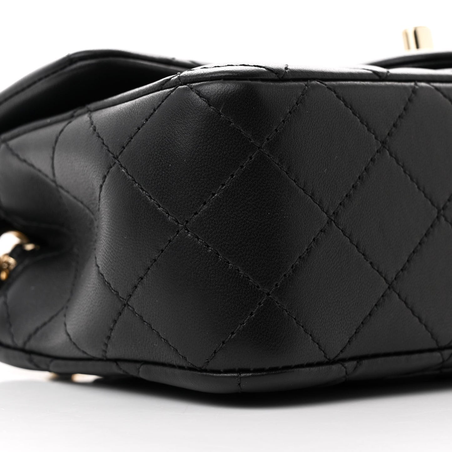 Lambskin Quilted Enamel Mini Rectangular Pearl Crush Flap Black