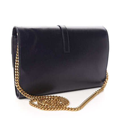 Saint Laurent Smooth Calfskin Monogram Sulpice Chain Wallet Marine 2 of 9