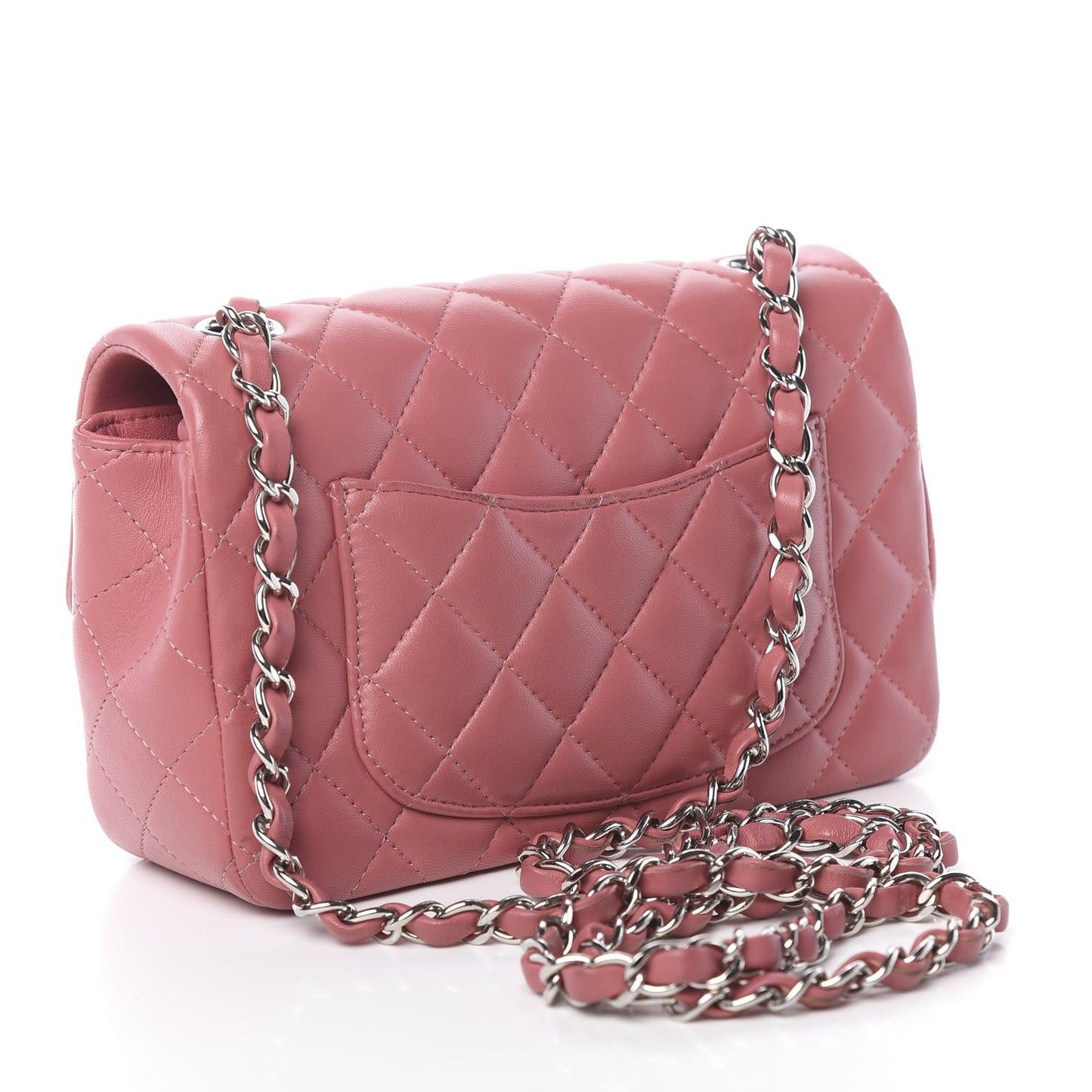 Lambskin Quilted Mini Rectangular Flap Pink