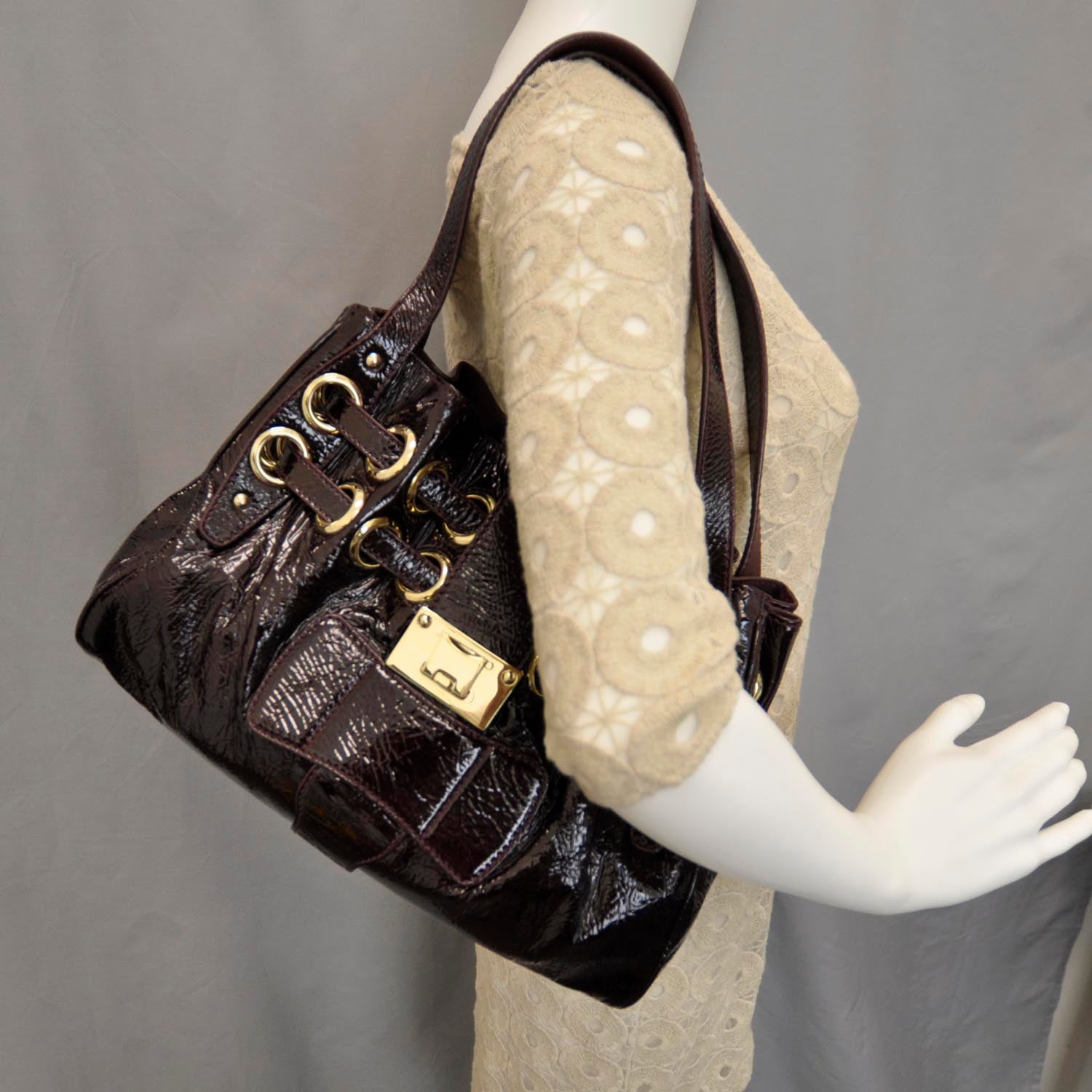 Jimmy Choo Crushed Patent Riki Burgundy 1 of 9