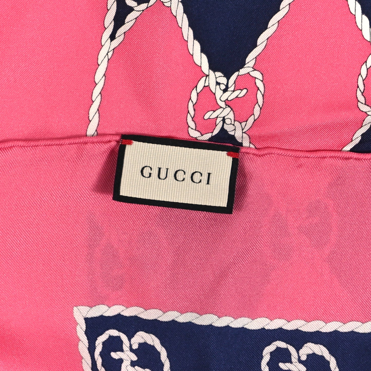 Silk GG Rope Print Square Scarf Pink Blue