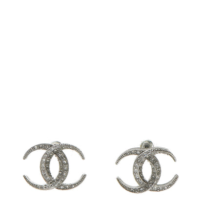 Chanel Crystal CC Moon Earrings Silver 1 of 5