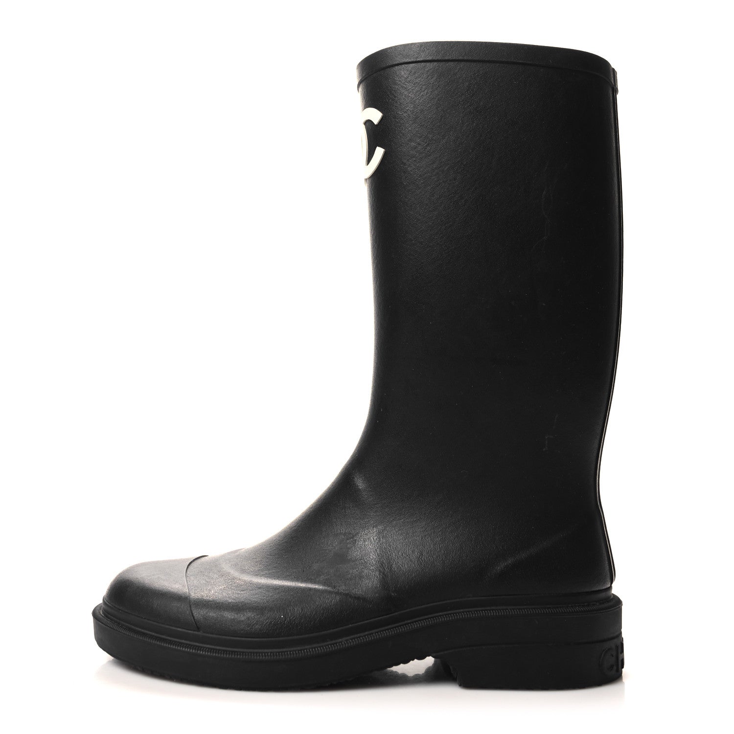 Chanel Caoutchouk CC High Boots 39 Black 1 of 7