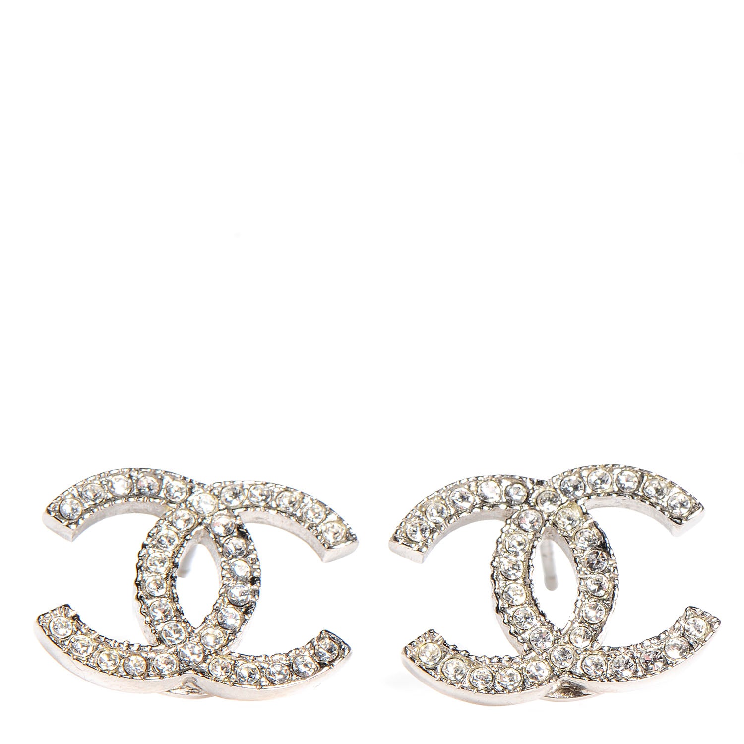 Chanel Crystal CC Earrings Silver 1 of 4
