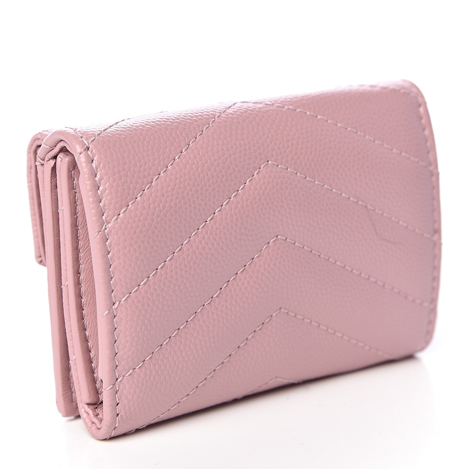 Saint Laurent Grain De Poudre Matelasse Chevron Monogram Tiny Wallet Tender Pink 3 of 8