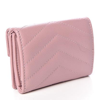 Saint Laurent Grain De Poudre Matelasse Chevron Monogram Tiny Wallet Tender Pink 3 of 8