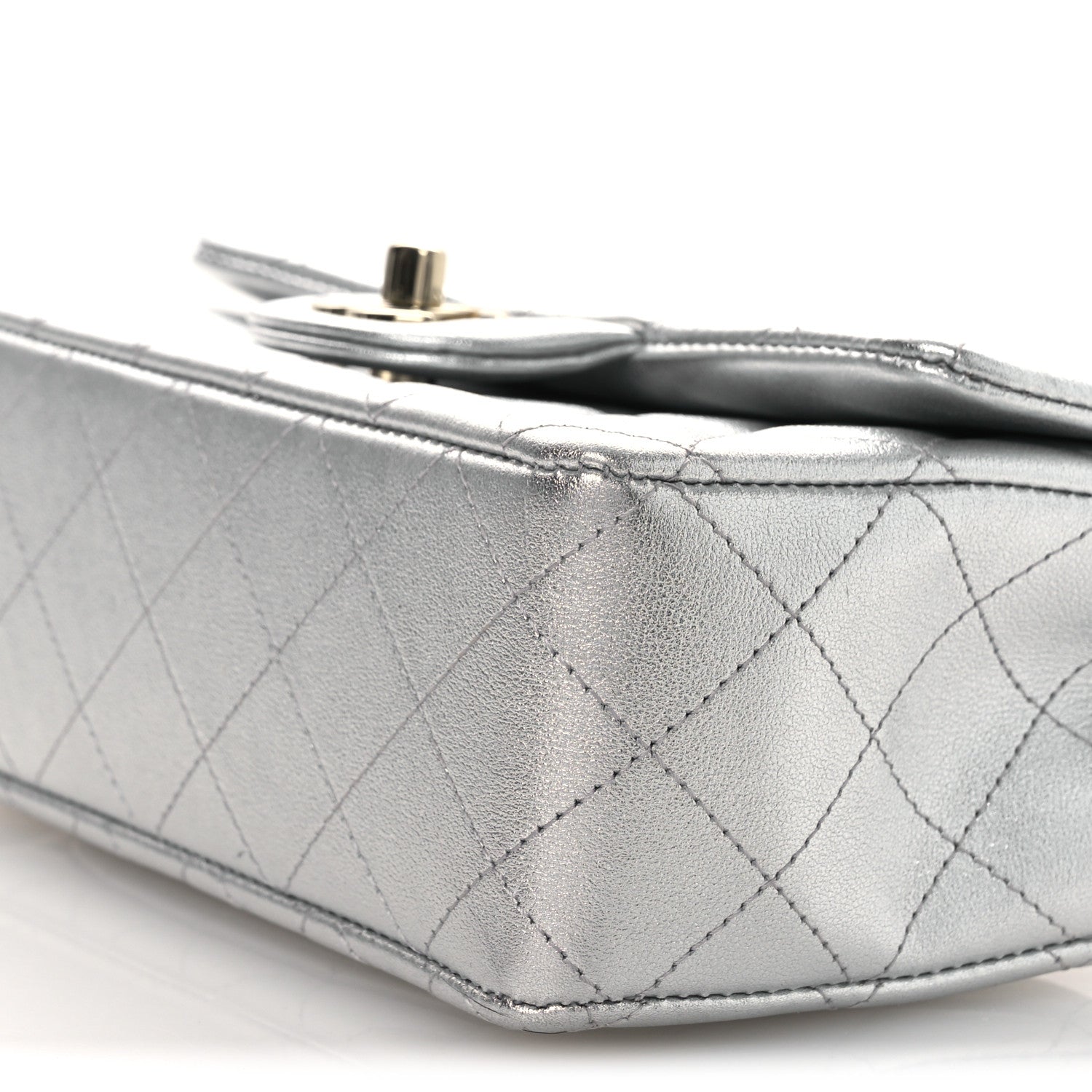 Chanel Metallic Lambskin Quilted Mini Rectangular Flap Silver 10 of 15