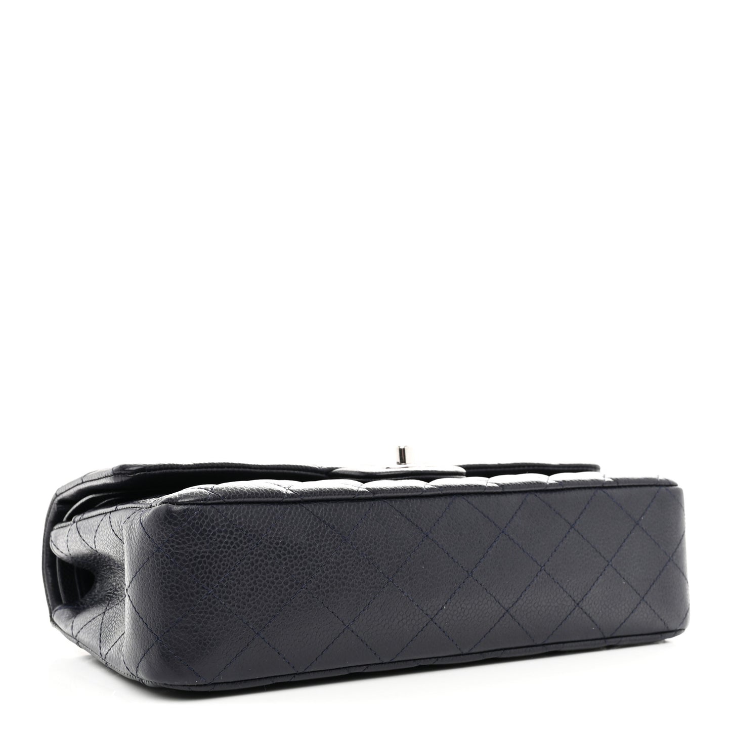 Caviar Quilted Medium Double Flap Navy