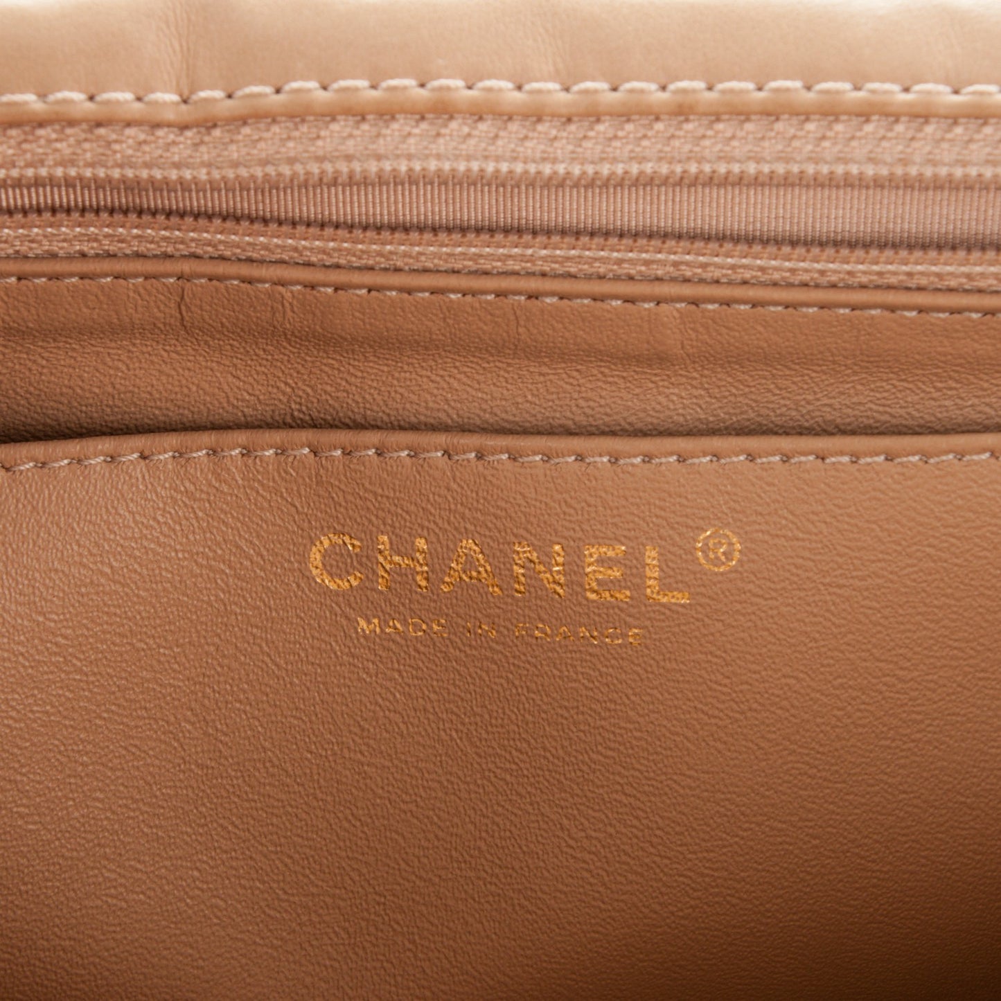 Lambskin Quilted Maxi Single Flap Beige