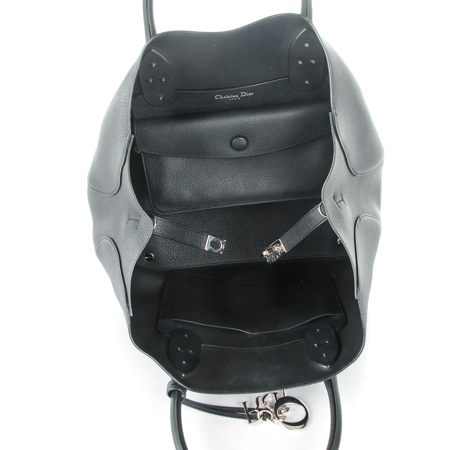 Christian Dior Supple Grained Calfskin Large Open Bar Tote Black 5 of 12