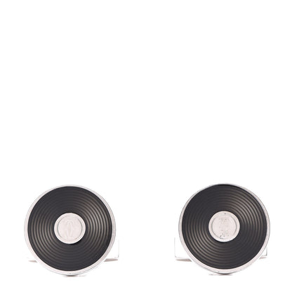 Cartier Sterling Silver Palladium Finish Double C Logo Decor Cufflinks in Black 1 of 5