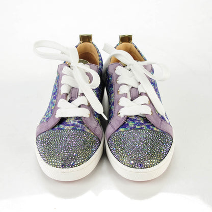 Christian Louboutin Crystal Metallic Suede Peacock Woven Lurex Gondolastrass Sneakers 36.5 Version Digitale 3 of 6