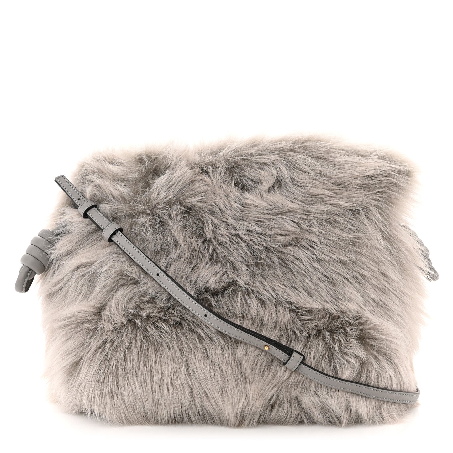 Shearling Flamenco Knot Clutch Grey