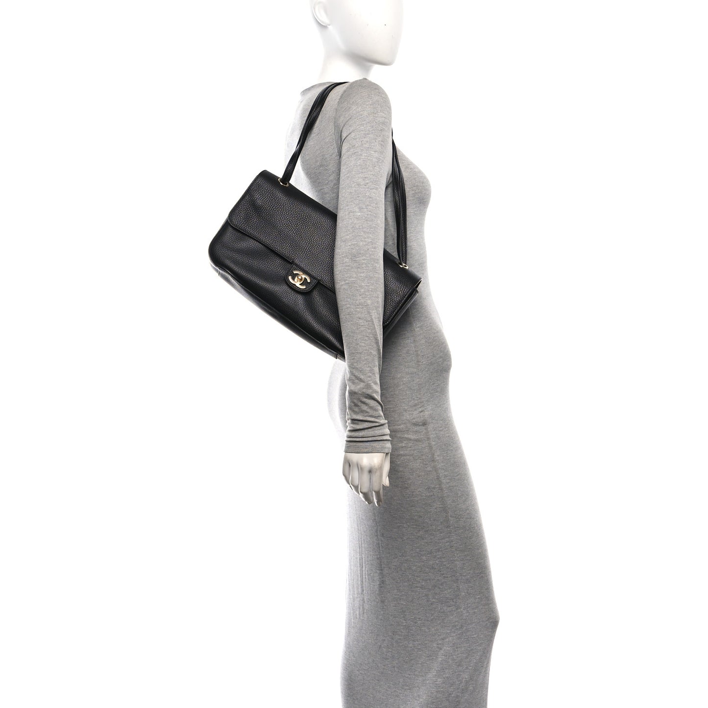 Grained Calfskin Small Souplissimo Maxi Flap Black