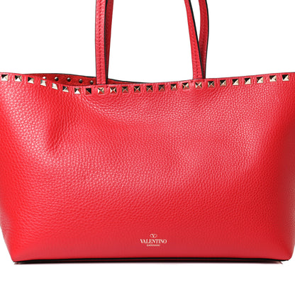 Valentino Garavani Grained Calfskin Small Rockstud Shoulder Tote Rouge Pur 16 of 16