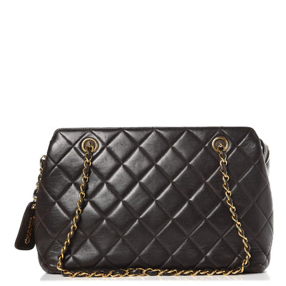 Chanel Lambskin Quilted Shoulder Bag Dark Brown 1 of 15