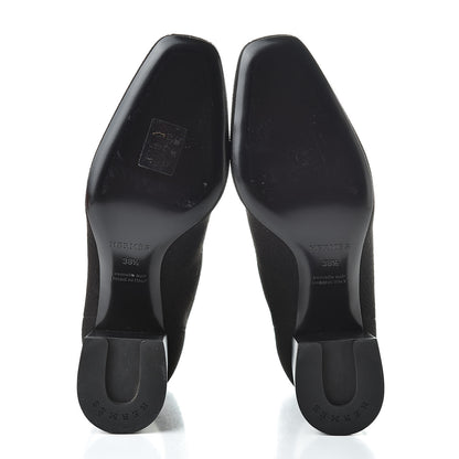 Hermes Knit Calfskin Volver Ankle Boots 38.5 Black 5 of 12
