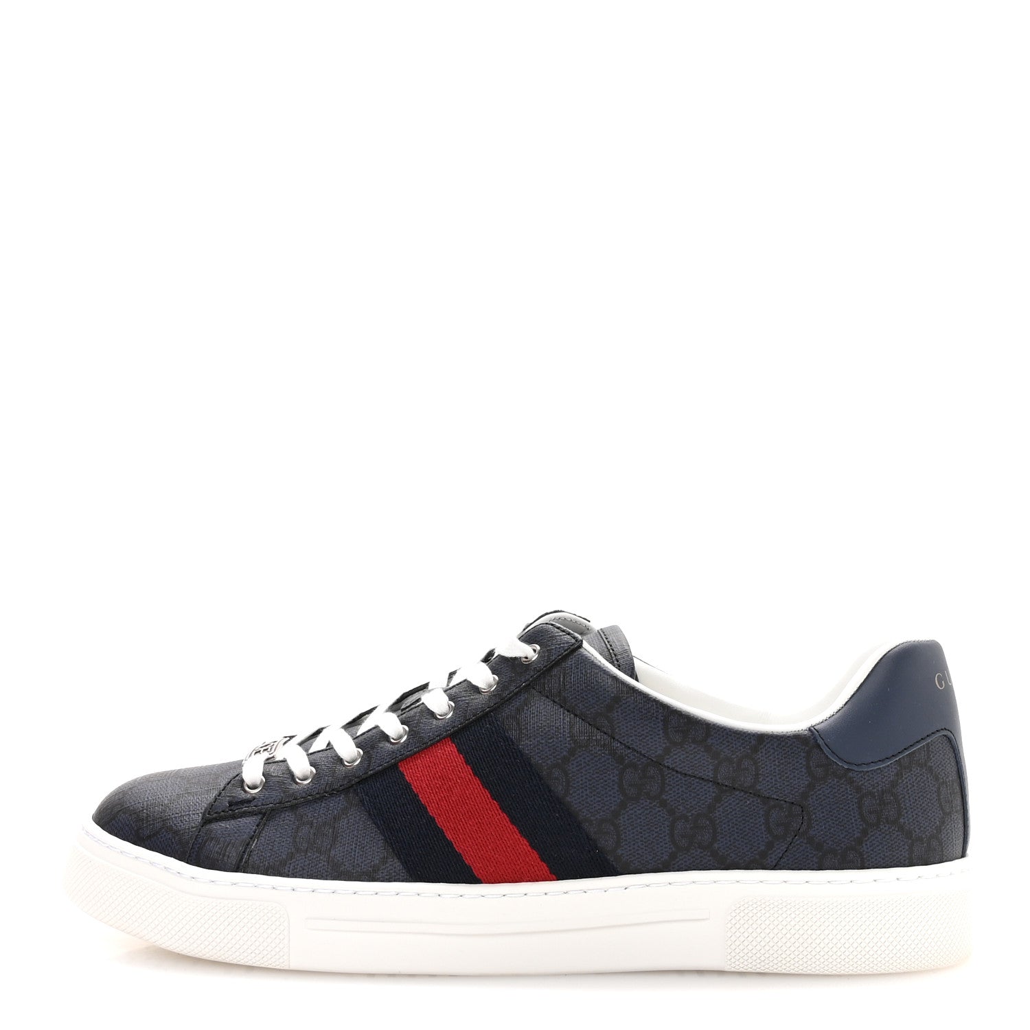 Gucci GG Supreme Monogram Web Mens New Ace Sneakers 9.5 Dark Blue 1 of 9