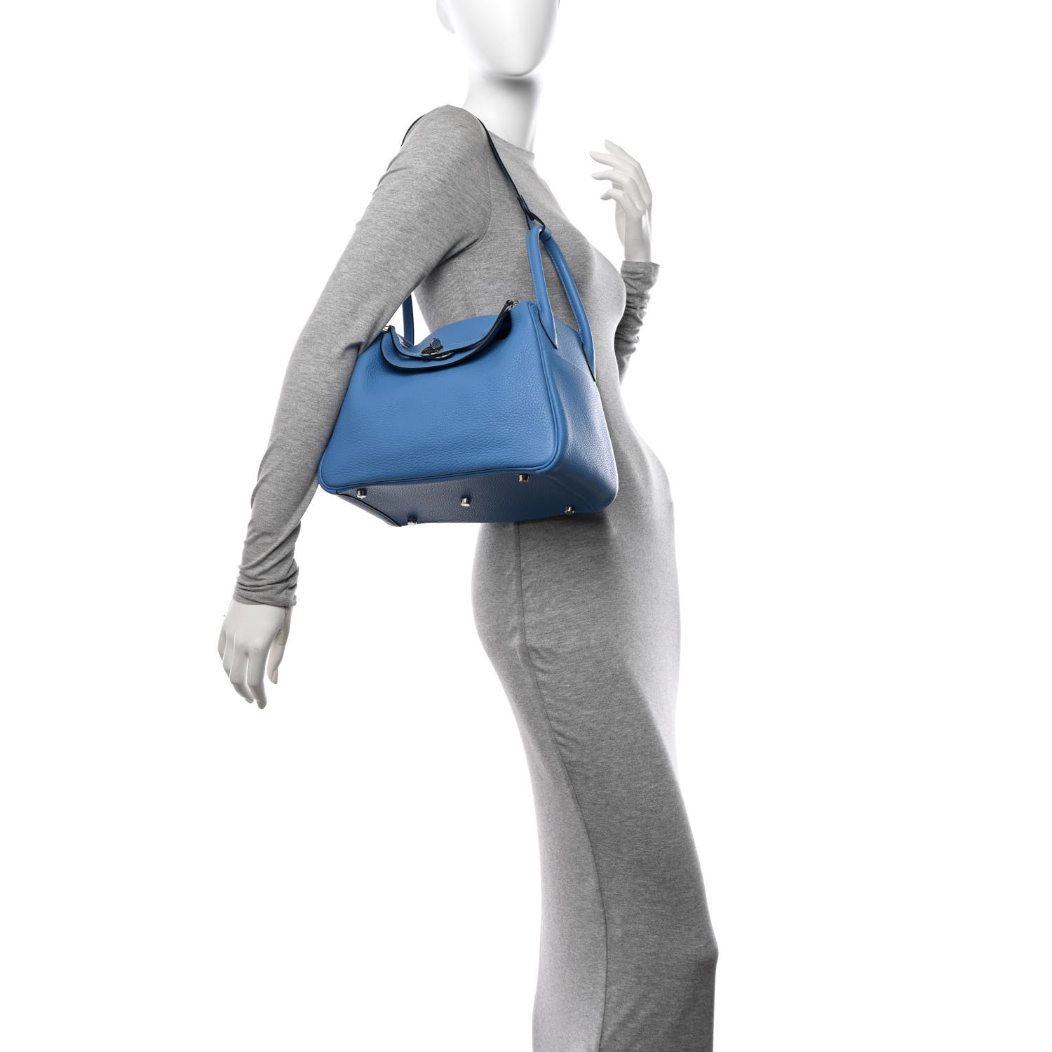 Hermes Taurillon Clemence Lindy 30 Bleu Paradis 2 of 15