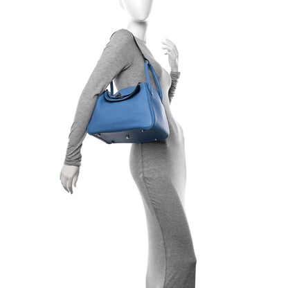 Hermes Taurillon Clemence Lindy 30 Bleu Paradis 2 of 15