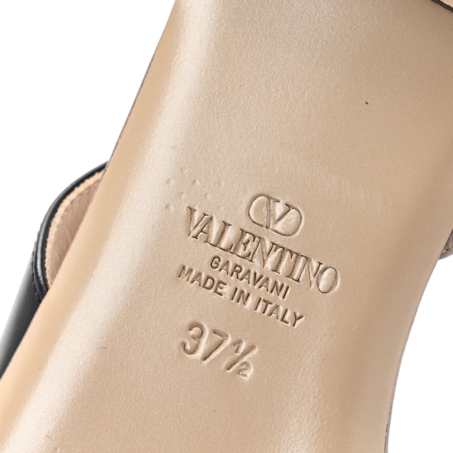 Valentino Garavani Nappa Rockstud Slingback Flats 37.5 Black Poudre 7 of 9